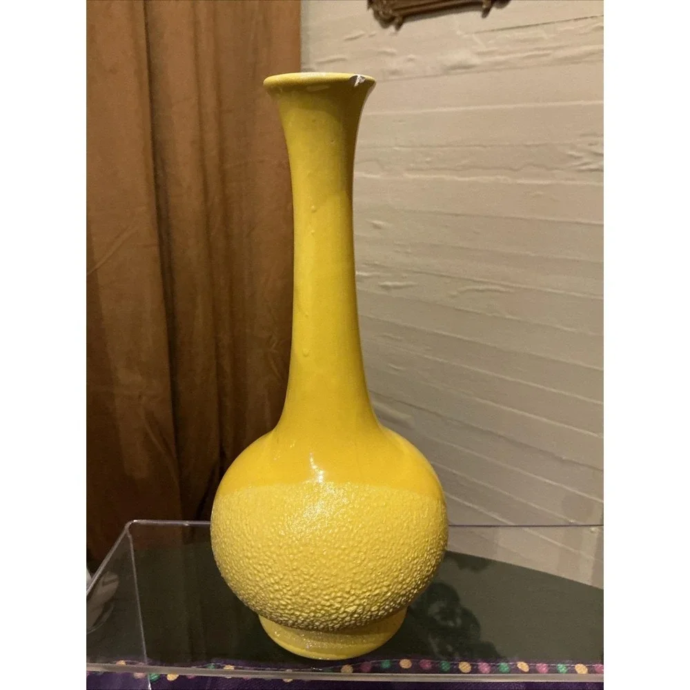 Royal Haeger Textured Lava Vase w/ Lemon Peel Glaze 1970s Vintage 10